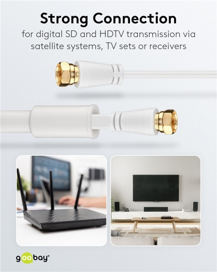 Goobay Platt SAT-antennkabel (80 dB), dubbelskärmad, väderskyddad guldpläterad, F-plugg > F-plugg (helt avskärmad) Goobay Platt SAT-antennkabel (80 dB), dubbelskärmad, väderskyddad guldpläterad, F-plugg > F-plugg (helt avskärmad)