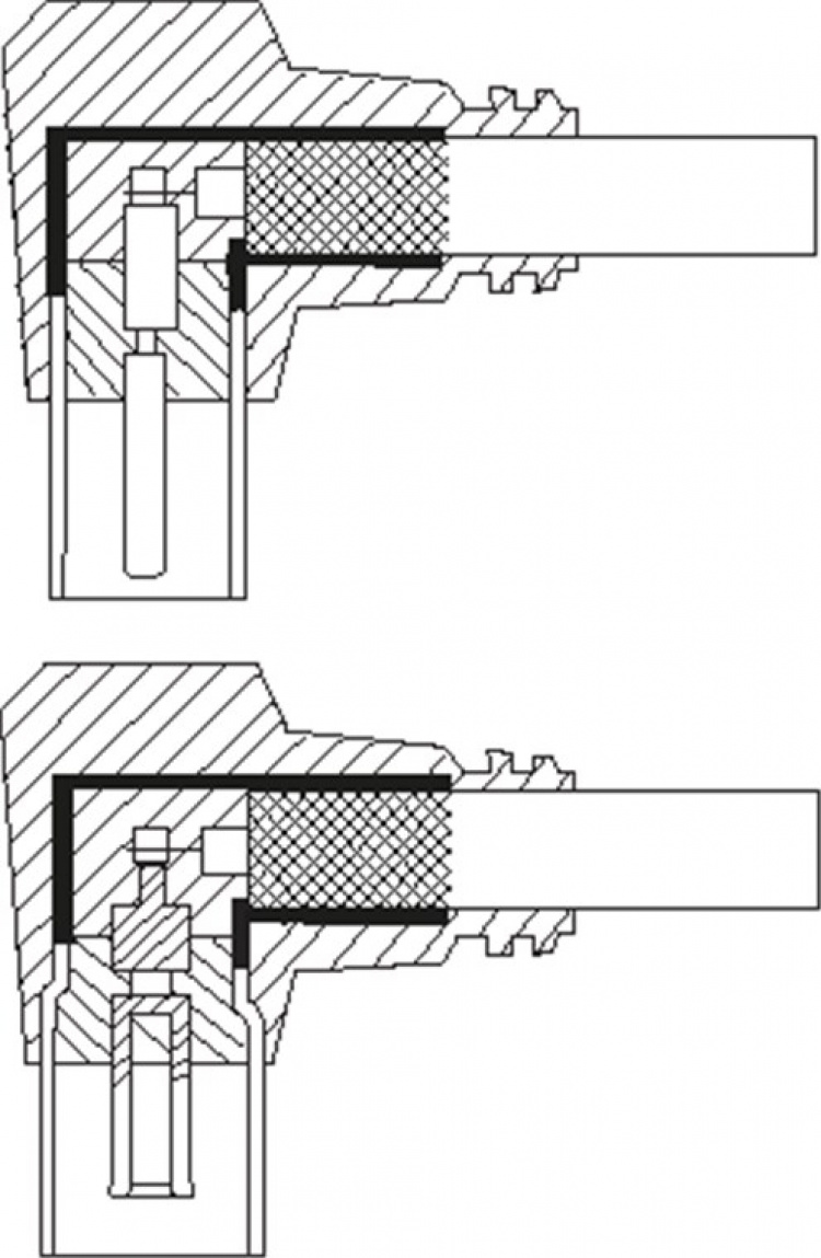 Goobay Vinklad antennkabel (80 dB), dubbelskärmad koaxial-plugg 90° > koaxial-uttag 90° (helt skärmad)