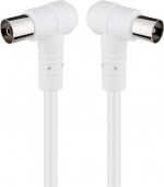 Goobay Vinklad antennkabel (80 dB), dubbelskärmad koaxial-plugg 90° > koaxial-uttag 90° (helt skärmad)