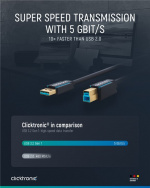 ClickTronic Adapterkabel från USB-A till USB-B 3.0 Premiumkabel | USB A-kontakt USB B 3.0-kontakt | 0,5 m | 5 Gbit/s ClickTronic Adapterkabel från USB-A till USB-B 3.0 Premiumkabel | USB A-kontakt USB B 3.0-kontakt | 0,5 m | 5 Gbit/s