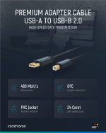 ClickTronic-sovitinkaapeli USB-A:sta USB-B 2.0:aan Premium-kaapeli | USB A-liitin USB B 2.0-liitin | 3,0 m | 480 Mbit/s ClickTronic-sovitinkaapeli USB-A:sta USB-B 2.0:aan Premium-kaapeli | USB A-liitin USB B 2.0-liitin | 3,0 m | 480 Mbit/s