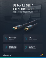 ClickTronic Förlängningskabel USB-A Premiumkabel | USB A hane USB A hona | 1,8 m | 5 Gbit/s ClickTronic Förlängningskabel USB-A Premiumkabel | USB A hane USB A hona | 1,8 m | 5 Gbit/s