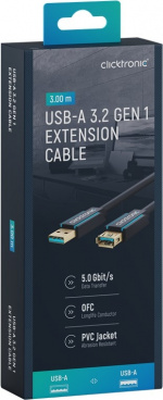 ClickTronic Förlängningskabel USB-A Premiumkabel | USB A hane USB A hona | 3,0 m | 5 Gbit/s ClickTronic Förlängningskabel USB-A Premiumkabel | USB A hane USB A hona | 3,0 m | 5 Gbit/s