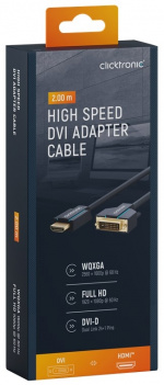 ClickTronic Adapterkabel från DVI till HDMI™ Premiumkabel | 1x DVI-D-kontakt 1x HDMI™-kontakt | 2,0 m | WQXGA @ 60 Hz