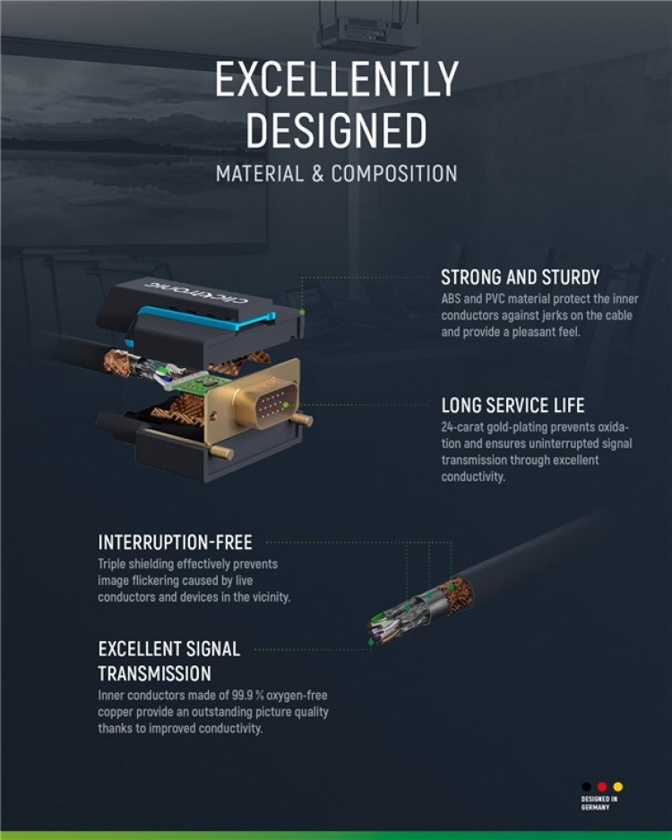 ClickTronic VGA-kabel Premiumkabel | 1x VGA-kontakt 1x VGA-kontakt | 3,0 m | SXGA @ 75 Hz ClickTronic VGA-kabel Premiumkabel | 1x VGA-kontakt 1x VGA-kontakt | 3,0 m | SXGA @ 75 Hz