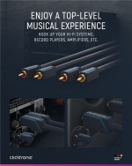 ClickTronic RCA-kabel, stereo Premiumkabel | 2x RCA plugg 2x RCA plugg | 0,5 m | OFC innerledare