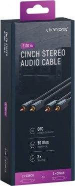 ClickTronic RCA-kabel, stereo Premiumkabel | 2x RCA plugg 2x RCA plugg | 1,0 m | OFC innerledare