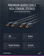 ClickTronic RCA-kabel, stereo Premiumkabel | 2x RCA plugg 2x RCA plugg | 1,0 m | OFC innerledare