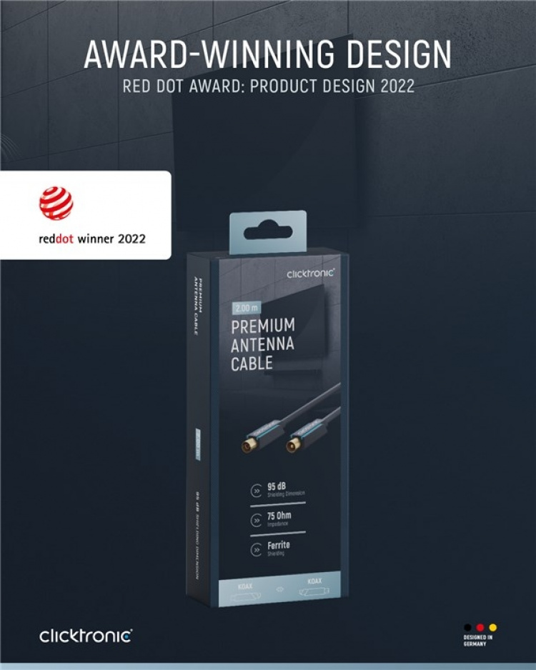 ClickTronic Koaxialkabel Premiumkabel | Koaxialkontakt Koaxialkoppling | 2,0 m | > 95 dB ClickTronic Koaxialkabel Premiumkabel | Koaxialkontakt Koaxialkoppling | 2,0 m | > 95 dB