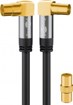 Goobay TV-antennkabel (135 dB), 4x skärmad guldpläterad, koaxial-uttag 90° > koaxial-plugg 90°