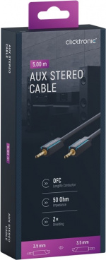 ClickTronic 3,5 mm AUX-kabel, stereo Premiumkabel | 1x 3,5 mm jackplugg 1x 3,5 mm jackplugg | 5,0 m | OFC innerledare ClickTronic 3,5 mm AUX-kabel, stereo Premiumkabel | 1x 3,5 mm jackplugg 1x 3,5 mm jackplugg | 5,0 m | OFC innerledare