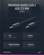 ClickTronic 3,5 mm AUX-kabel, stereo Premiumkabel | 1x 3,5 mm jackplugg 1x 3,5 mm jackplugg | 10,0 m | OFC innerledare ClickTronic 3,5 mm AUX-kabel, stereo Premiumkabel | 1x 3,5 mm jackplugg 1x 3,5 mm jackplugg | 10,0 m | OFC innerledare