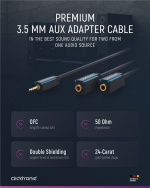 ClickTronic 3,5 mm AUX-adapterkabel, stereo Premium-kabel | 1x 3,5 mm jackkontakt 2x 3,5 mm jackkontakt | 0,1 m | OFC innerledare ClickTronic 3,5 mm AUX-adapterkabel, stereo Premium-kabel | 1x 3,5 mm jackkontakt 2x 3,5 mm jackkontakt | 0,1 m | OFC innerledare