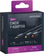 ClickTronic 3,5 mm AUX till RCA-adapterkabel, stereo Premiumkabel | 2x cinchjack 1x 3,5 mm jackplugg | 0,1 m | OFC innerledare