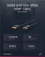 ClickTronic Ultra-Slim Höghastighets HDMI™-kabel med Ethernet Premiumkabel | 1x HDMI™-kontakt 1x HDMI™-kontakt | 0,5 m | UHD 4K @ 60 Hz