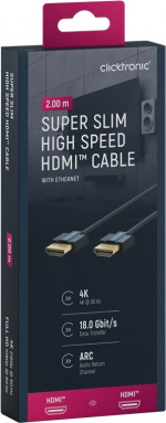 ClickTronic Ultra-Slim Höghastighets HDMI™-kabel med Ethernet Premiumkabel | 1x HDMI™-kontakt 1x HDMI™-kontakt | 2,0 m | UHD 4K @ 60 Hz ClickTronic Ultra-Slim Höghastighets HDMI™-kabel med Ethernet Premiumkabel | 1x HDMI™-kontakt 1x HDMI™-kontakt | 2,0 m | UHD 4K @ 60 Hz