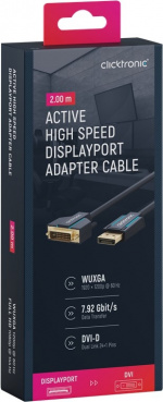 ClickTronic Adapterkabel för aktiv DisplayPort™ till DVI-D Premiumkabel | 1x DisplayPort™-kontakt >> 1x DVI-D-kontakt | 2,0 m | WUXGA @ 60 Hz ClickTronic Adapterkabel för aktiv DisplayPort™ till DVI-D Premiumkabel | 1x DisplayPort™-kontakt >> 1x DVI-D-kontakt | 2,0 m | WUXGA @ 60 Hz