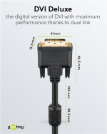 Goobay DVI-D Full HD kaapeli Dual Link, kullattu DVI-D liitin Dual Link (24+1 pin) > DVI-D liitin Dual Link (24+1 pin), 15 m