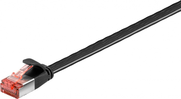 Goobay CAT 6 platt patchkabel, U/FTP, svart kopparledare (CU)