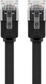 Goobay CAT 6 platt patchkabel, U/UTP, svart kopparledare (CU)