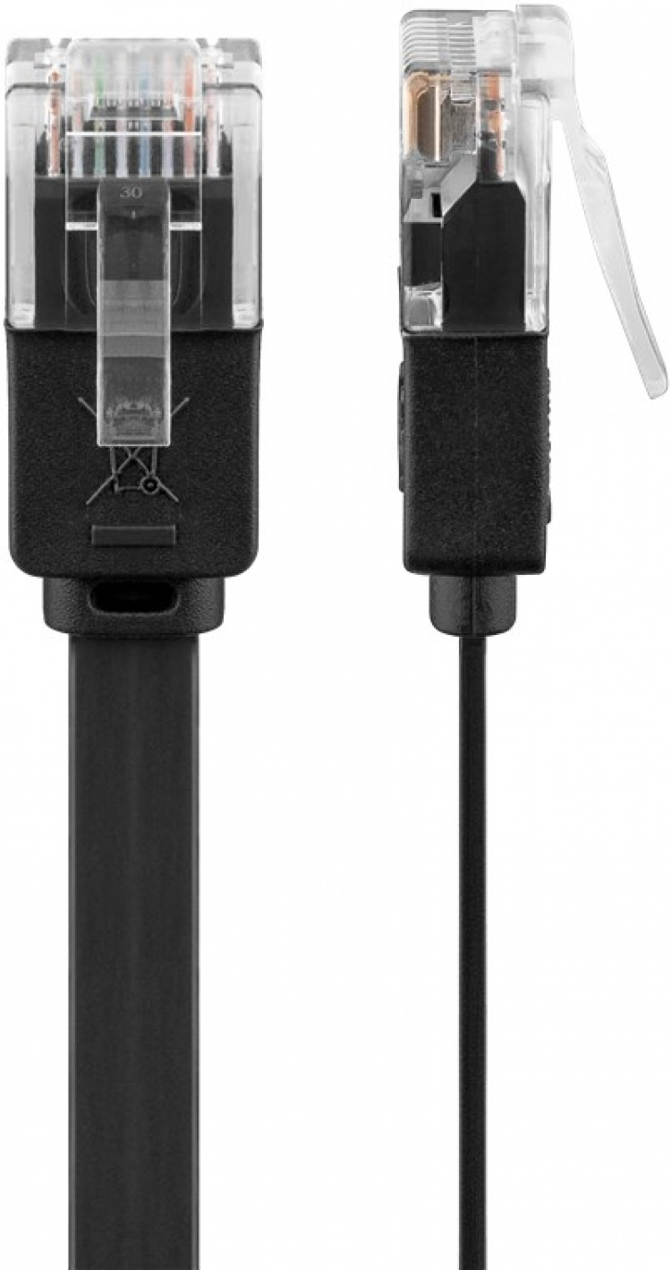 Goobay CAT 6 platt patchkabel, U/UTP, svart kopparledare (CU) Goobay CAT 6 platt patchkabel, U/UTP, svart kopparledare (CU)