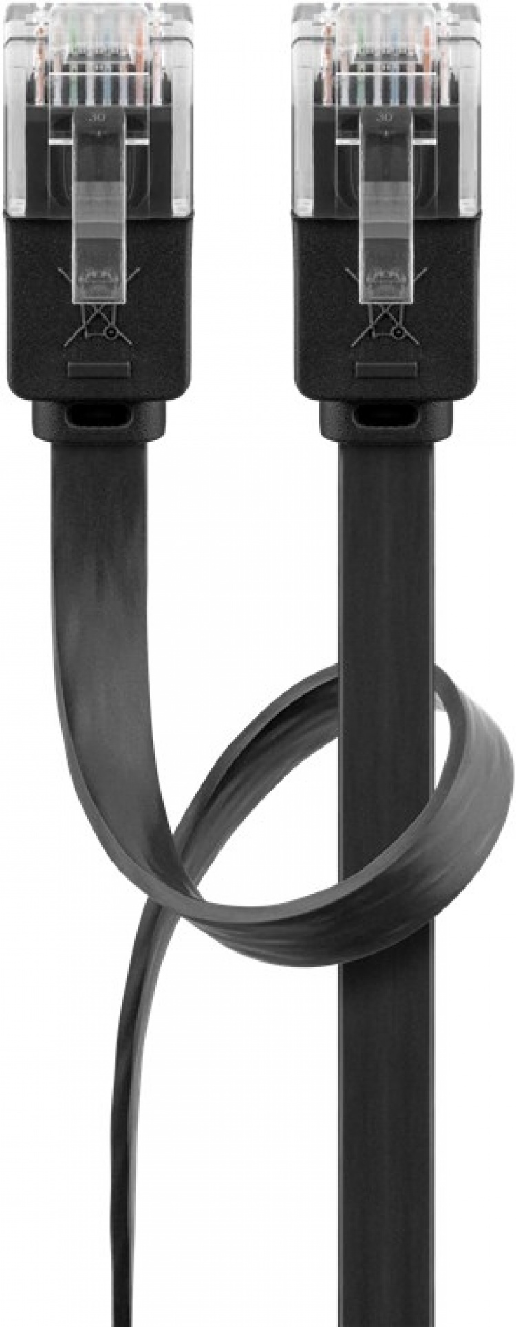 Goobay CAT 6 platt patchkabel, U/UTP, svart kopparledare (CU) Goobay CAT 6 platt patchkabel, U/UTP, svart kopparledare (CU)