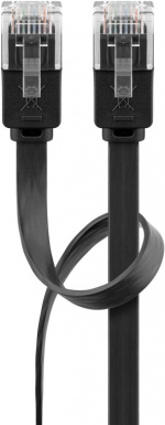 Goobay CAT 6 platt patchkabel, U/UTP, svart kopparledare (CU)