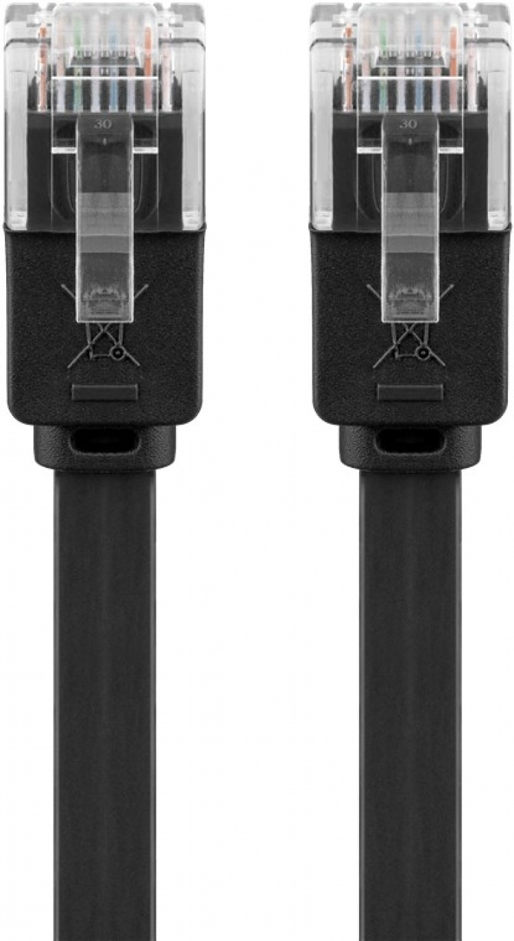 Goobay CAT 6 platt patchkabel, U/UTP, svart kopparledare (CU)