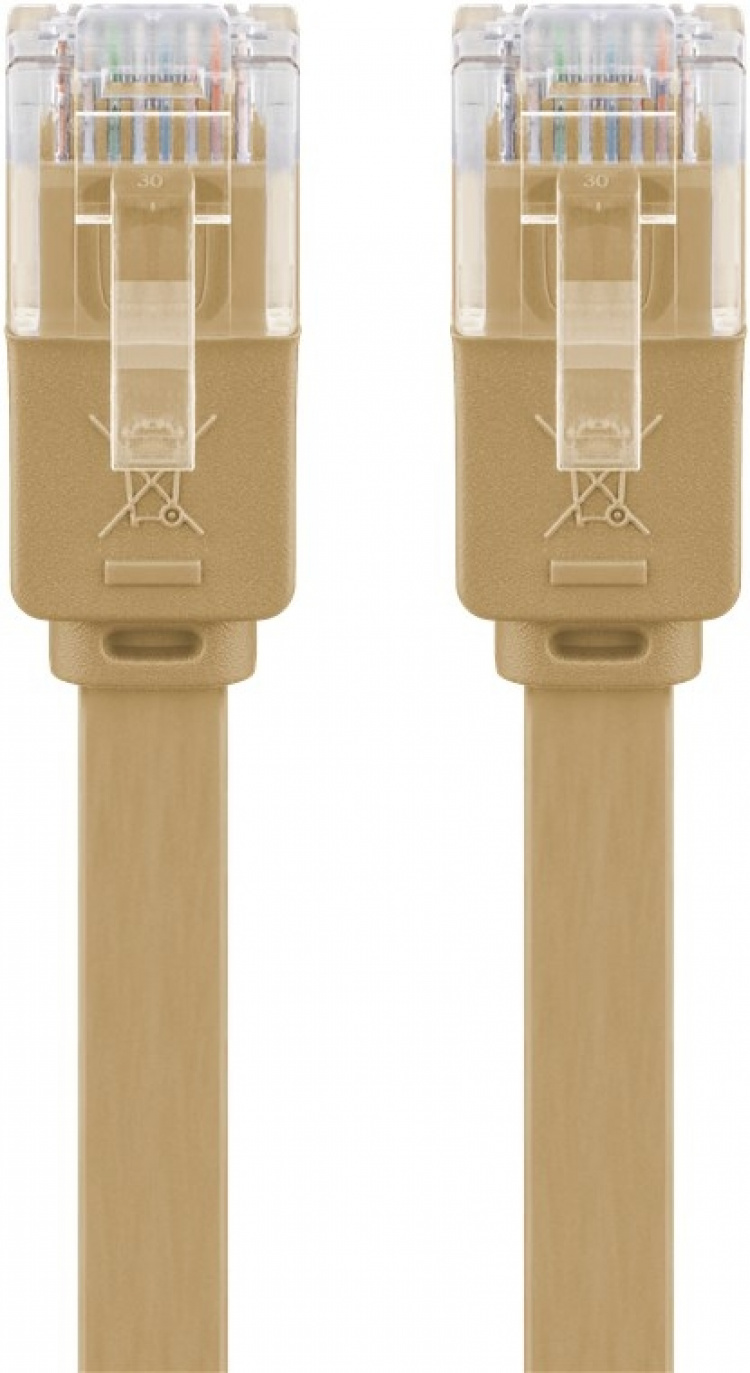 Goobay CAT 6 platt patchkabel, U/UTP, ljusbrun kopparledare (CU)
