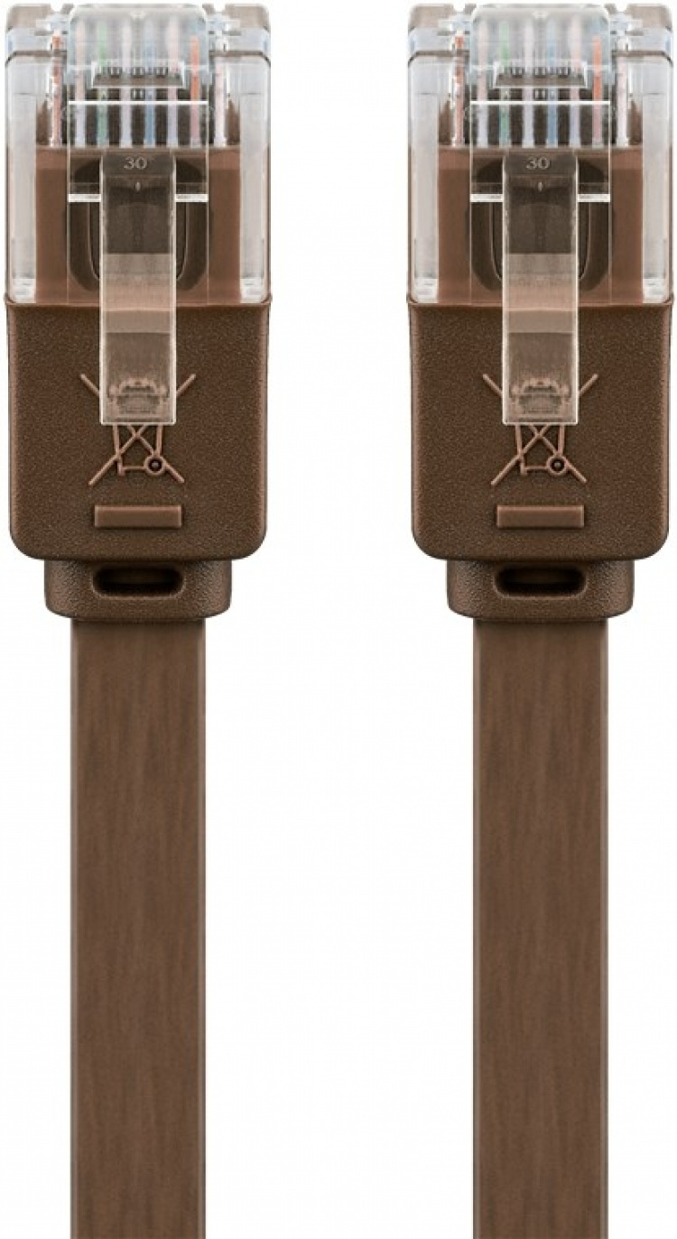 Goobay CAT 6 platt patchkabel, U/UTP, mörkbrun kopparledare (CU)