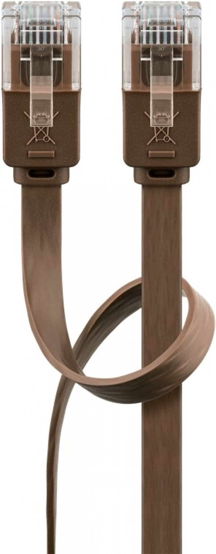 Goobay CAT 6 platt patchkabel, U/UTP, mörkbrun kopparledare (CU)
