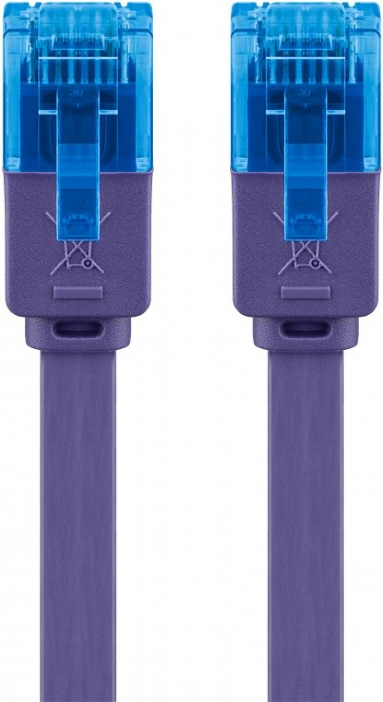 Goobay CAT 6A platt patchkabel, U/UTP, violett kopparledare (CU)