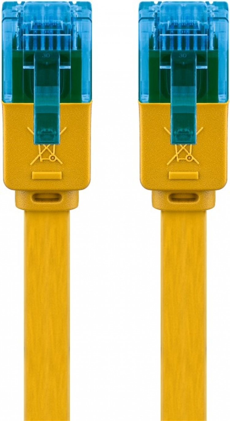 Goobay CAT 6A platt patchkabel, U/UTP, gul kopparledare (CU) Goobay CAT 6A platt patchkabel, U/UTP, gul kopparledare (CU)