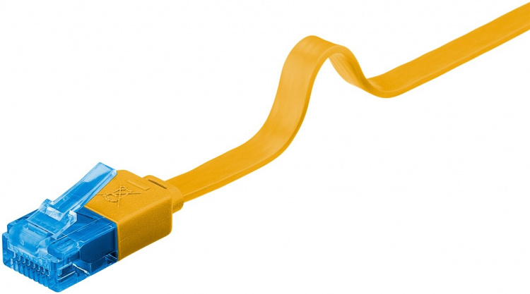 Goobay CAT 6A platt patchkabel, U/UTP, gul kopparledare (CU) Goobay CAT 6A platt patchkabel, U/UTP, gul kopparledare (CU)