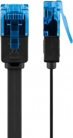Goobay CAT 6A platt patchkabel, U/UTP, svart kopparledare (CU)