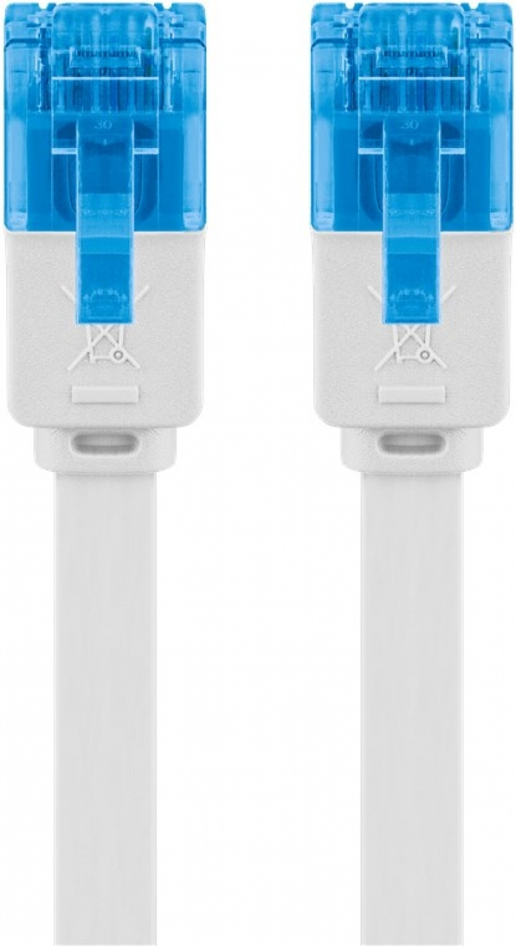 Goobay CAT 6A platt patchkabel, U/UTP, vit kopparledare (CU) Goobay CAT 6A platt patchkabel, U/UTP, vit kopparledare (CU)