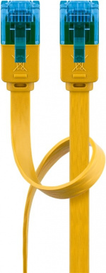 Goobay CAT 6A platt patchkabel, U/UTP, gul kopparledare (CU)