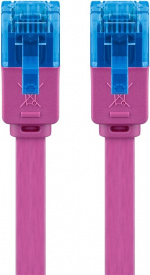 Goobay CAT 6A platt patchkabel, U/UTP, magenta kopparledare (CU)