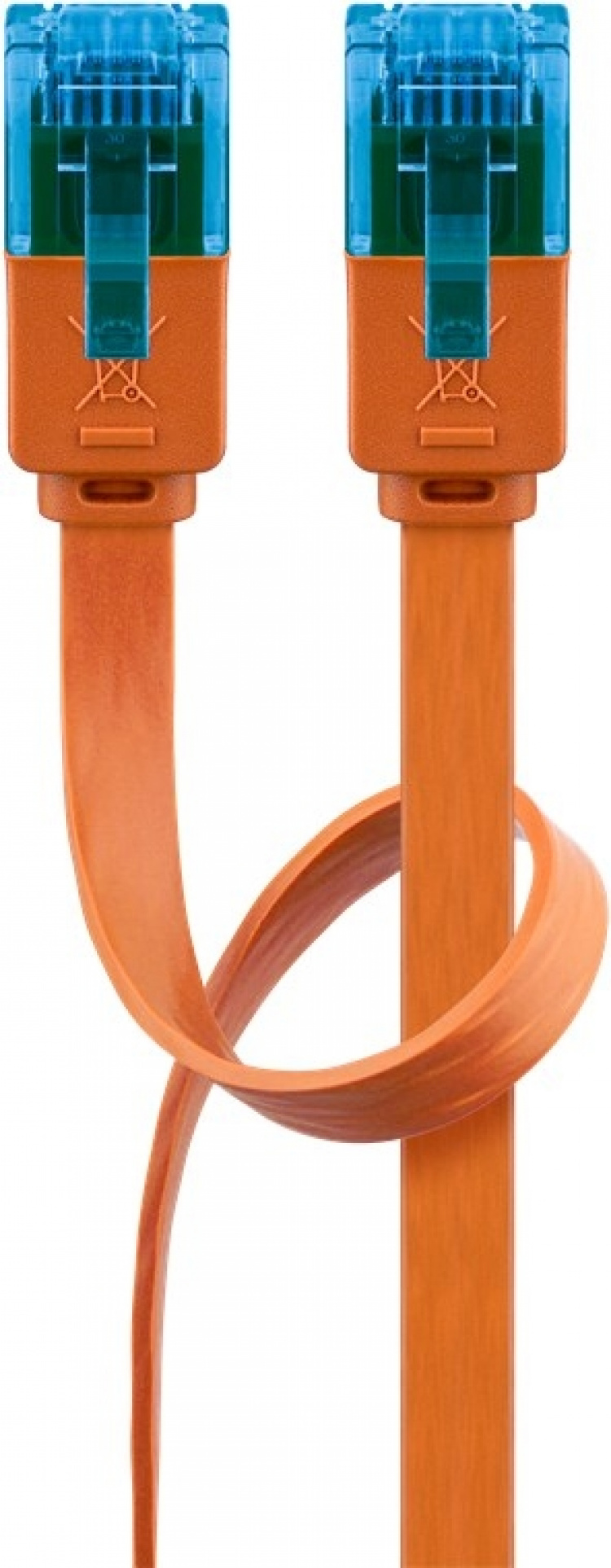 Goobay CAT 6A platt patchkabel, U/UTP, orange kopparledare (CU)