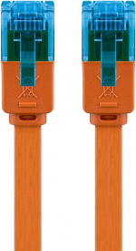 Goobay CAT 6A platt patchkabel, U/UTP, orange kopparledare (CU)