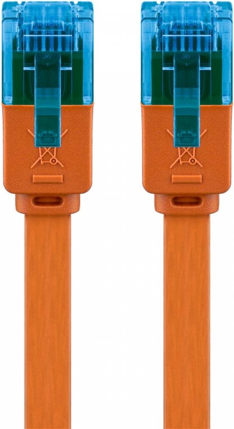 Goobay CAT 6A platt patchkabel, U/UTP, orange kopparledare (CU)