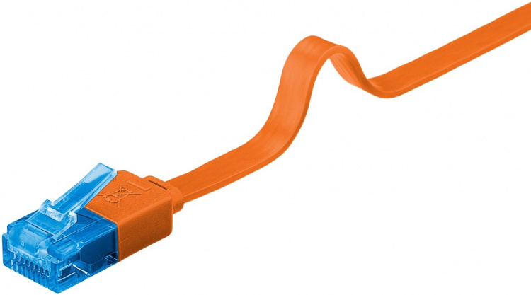 Goobay CAT 6A platt patchkabel, U/UTP, orange kopparledare (CU)