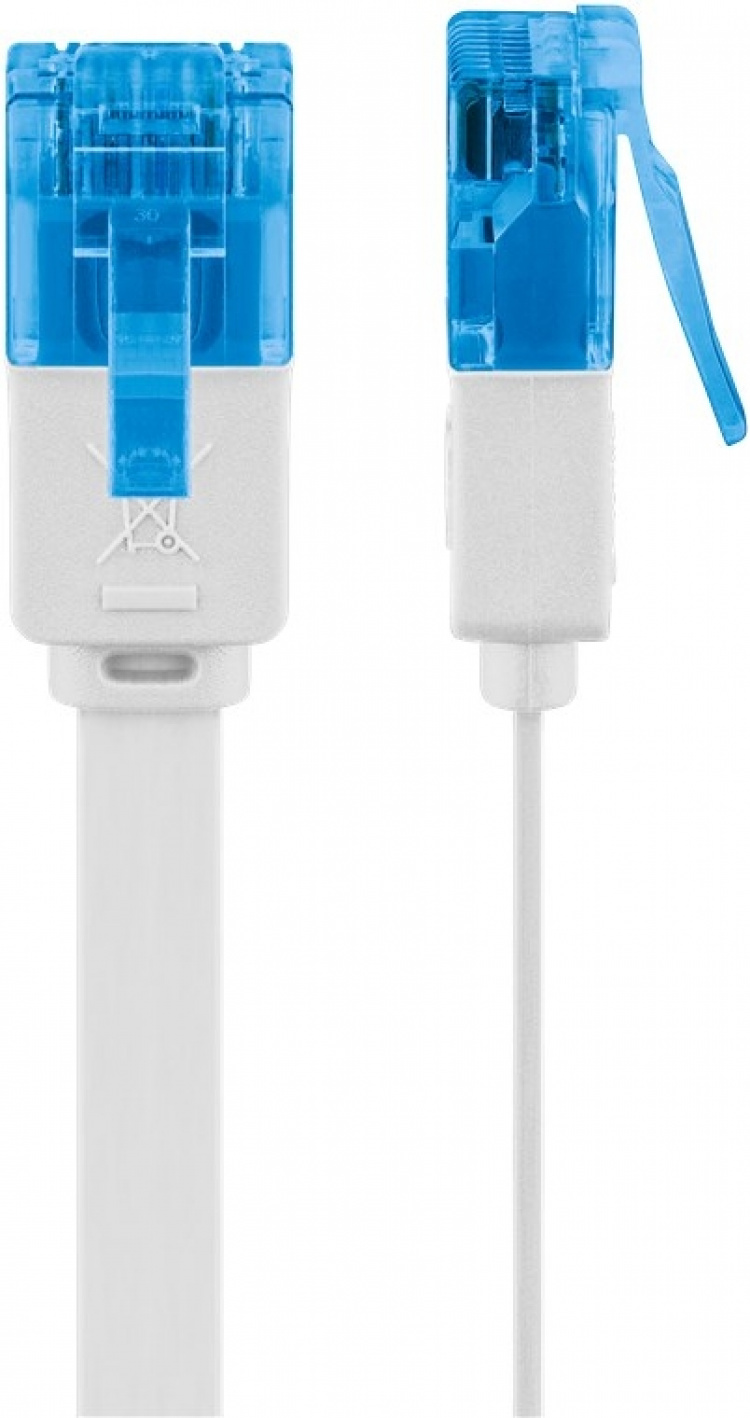 Goobay CAT 6A platt patchkabel, U/UTP, vit kopparledare (CU)