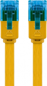 Goobay CAT 6A platt patchkabel, U/UTP, gul kopparledare (CU)