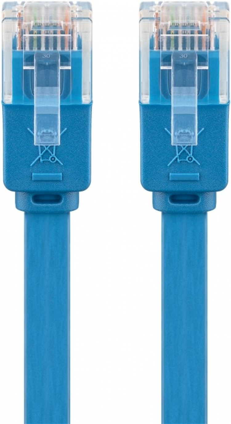 Goobay CAT 6 platt patchkabel, U/UTP, blå kopparledare (CU)