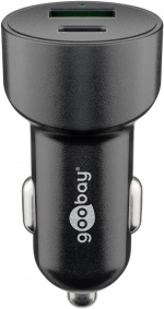 Goobay Kaksois-USB-autolaturi USB-C™ PD (Power Delivery) (48 W) 48 W (12/24 V) USB-A/USB-C™ soveltuu USB-C™ (Power Delivery) -laitteille, esim. iPhone 12