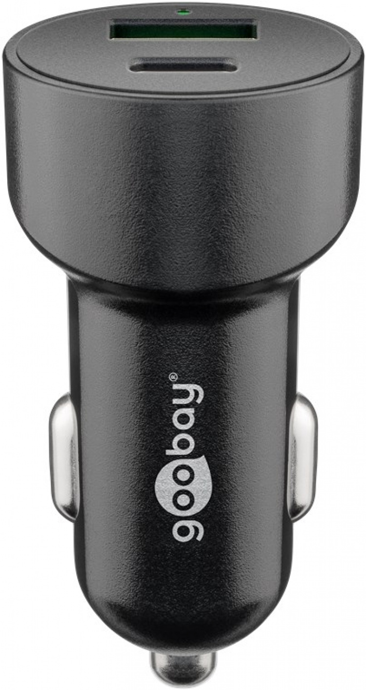 Goobay Kaksois-USB-autolaturi USB-C™ PD (Power Delivery) (48 W) 48 W (12/24 V) USB-A/USB-C™ soveltuu USB-C™ (Power Delivery) -laitteille, esim. iPhone 12