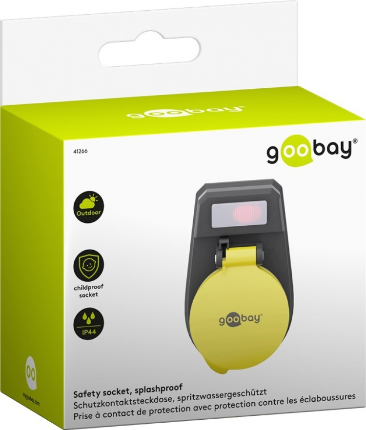 Goobay Adapteri pistorasiaan, jossa on kytkin, roiskevesisuojattu maadoitettu ulkopistorasia, 1 pistoke