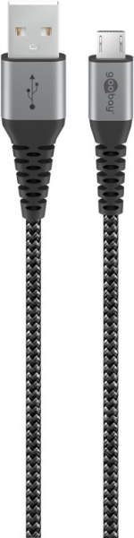 Goobay Micro-USB till USB-A textilkabel med metallkontakter 0,5 m elegant och extra robust anslutningskabel för enheter med Micro-USB-anslutning Goobay Micro-USB till USB-A textilkabel med metallkontakter 0,5 m elegant och extra robust anslutningskabel för enheter med Micro-USB-anslutning