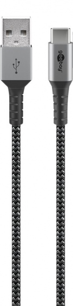 Goobay USB-C™ - USB-A tekstiilikaapeli metallisilla liittimillä 2 m tyylikäs ja erittäin kestävä liitäntäkaapeli laitteisiin, joissa on USB-C™-portti